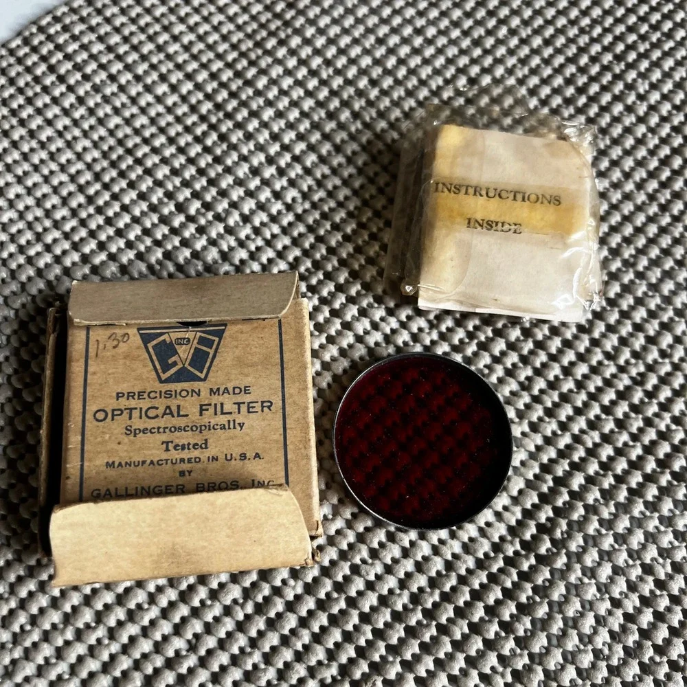 Vintage Gallinger Bros Red Optical Filter Series VI Spectroscopically Tested USA